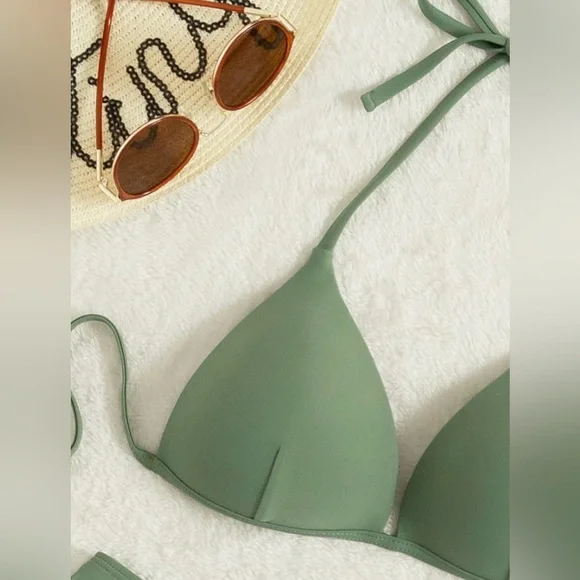 Women's Summer 2 Piece Halter Bikini Swimsuit Set Push Up Bathing Suits NWOT - Picture 3 of 7